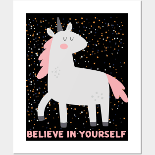 Cute Unicorn Rainbow Lover Believe in Yourself gift Posters and Art